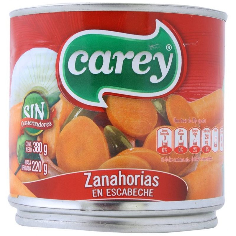 Carey Zanahorias en Escabeche 380 g (Tin) - Pickled Carrots Sliced