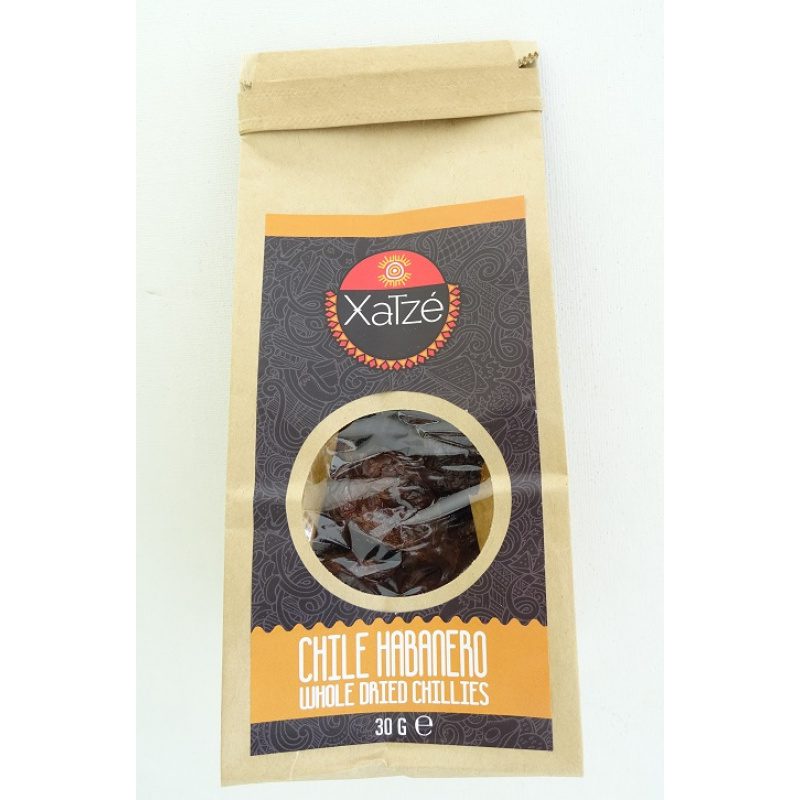 Xatze Whole Dried Chilli Habanero 30g Paper Bag, [Chile Habanero, Chili Habanero]
